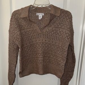 London Kaye Women's Brown Knit V-Neck Sweater